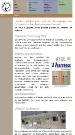 Vorschau der mobilen Webseite www.thema-briefmarken.ch, Schweizerischer Motivsammler-Verein