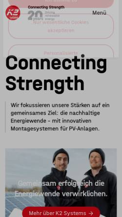 Vorschau der mobilen Webseite www.k2-systems.de, K2 Systems