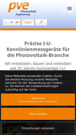 Vorschau der mobilen Webseite www.pv-e.de, PV-Engineering GmbH
