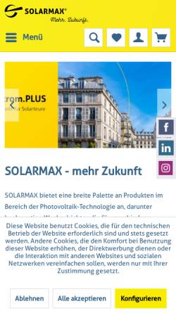 Vorschau der mobilen Webseite www.solarmax.com, Sputnik Engineering GmbH