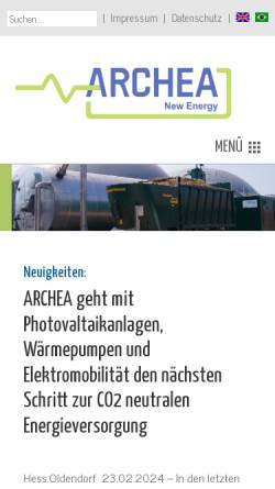 Vorschau der mobilen Webseite www.archea-biogas.de, Archea GmbH