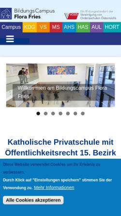 Vorschau der mobilen Webseite www.schulefriesgasse.ac.at, Schulzentrum Friesgasse - Katholische Privatschule in Wien