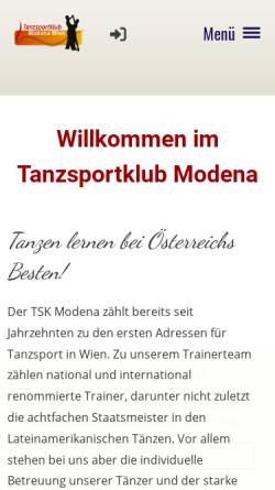 Vorschau der mobilen Webseite www.tsk-modena.at, Tanzsportklub Modena