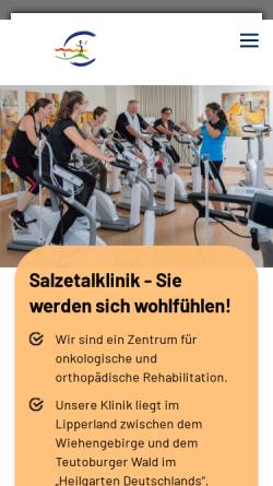 Vorschau der mobilen Webseite www.salzetalklinik.de, Salzetalklinik Bad Salzuflen
