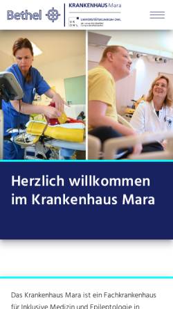 Vorschau der mobilen Webseite www.mara.de, Krankenhaus Mara gGmbH