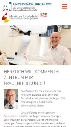 Vorschau der mobilen Webseite www.klinikumbielefeld.de, Zentrum für Frauenheilkunde Bielefeld