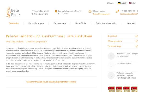 Vorschau von www.betaklinik.de, Beta Klinik GmbH