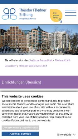 Vorschau der mobilen Webseite www.fliednerklinikduesseldorf.de, Fliedner Klinik Düsseldorf