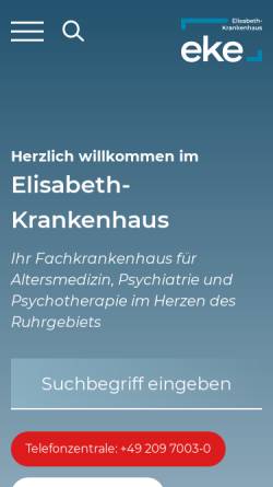 Vorschau der mobilen Webseite www.elisabeth-krankenhaus-ge.de, Elisabeth-Krankenhaus GmbH