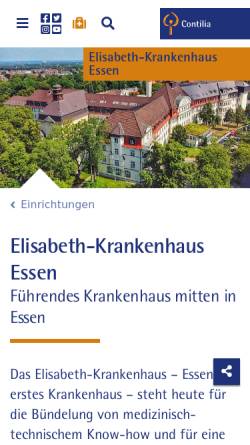 Vorschau der mobilen Webseite www.contilia.de, Elisabeth Krankenhaus Essen GmbH