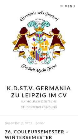 Vorschau der mobilen Webseite www.kdstv-germania.de, Germania zu Leipzig