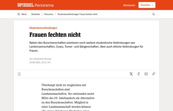 Vorschau von www.spiegel.de, Frauen fechten nicht