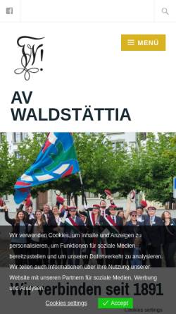 Vorschau der mobilen Webseite www.waldstaettia.ch, Akademische Verbindung Waldstättia
