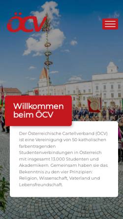 Vorschau der mobilen Webseite www.oecv.at, Österreichischer Cartellverband (ÖCV)