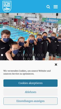 Vorschau der mobilen Webseite www.scwe.de, SchwimmClub Westerbach Eschborn e.V.
