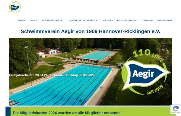 Vorschau von www.svaegir09.de, Schwimmverein Aegir 09 e.V. von 1909 Hannover Ricklingen