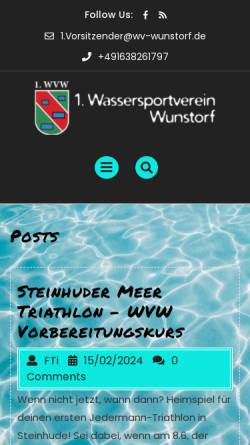 Vorschau der mobilen Webseite www.wv-wunstorf.de, 1. Wassersport-Verein Wunstorf e.V.