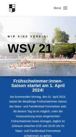 Vorschau der mobilen Webseite www.wsv21.de, Wolfenbütteler Schwimmverein von 1921 e.V.