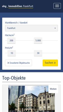 Vorschau der mobilen Webseite www.ahgi.de, Ahg Immobilien