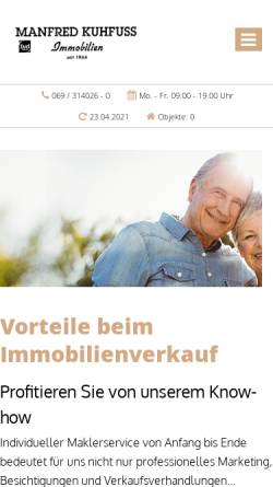 Vorschau der mobilen Webseite www.kuhfuss.de, Kuhfuss Immobilien