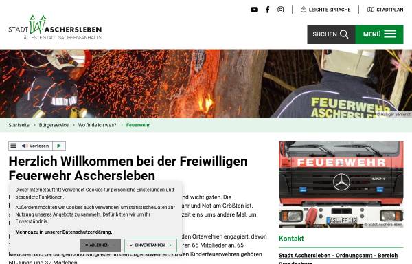 Vorschau von www.feuerwehr-aschersleben.de, Freiwillige Feuerwehr Aschersleben