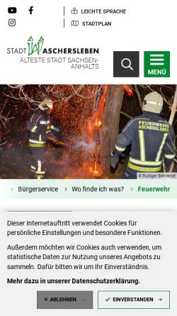 Vorschau der mobilen Webseite www.feuerwehr-aschersleben.de, Freiwillige Feuerwehr Aschersleben