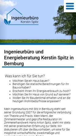 Vorschau der mobilen Webseite www.energieberatungsstelle.de, Energieberatung Spitz