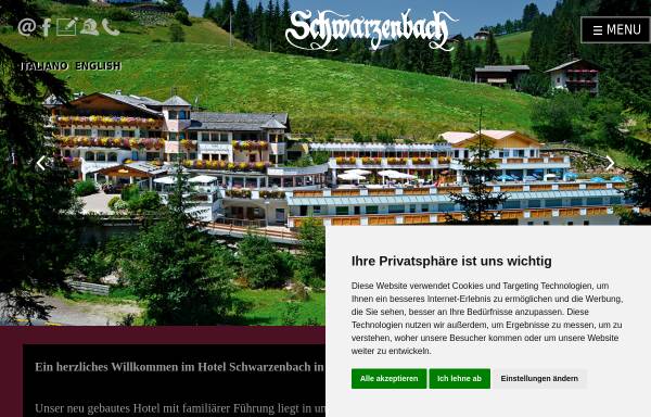 Vorschau von www.schwarzenbach.it, Hotel Schwarzenbach
