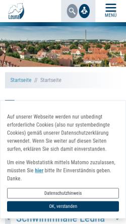 Vorschau der mobilen Webseite www.leuna.de, Stadt Leuna