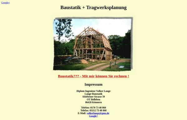 Vorschau von www.volkerlange.de, Lange-Baustatik