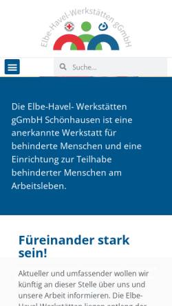 Vorschau der mobilen Webseite www.elbe-havel-werkstaetten.de, Elbe-Havel-Werkstätten