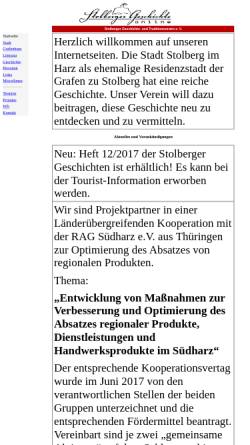 Vorschau der mobilen Webseite www.stolberger-geschichte.de, Stolberger Geschichte - Stolberger Geschichts- und Traditionsverein e. V.