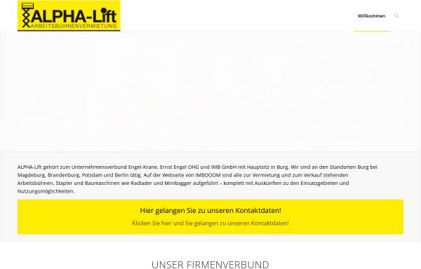 Vorschau von www.alpha-lift.de, Alpha-Lift Arbeitsbühnen und Dienstleistungen GmbH