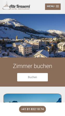 Vorschau der mobilen Webseite www.alte-brauerei.ch, Hotel und Restaurant Alte Brauerei