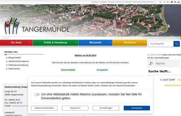 Vorschau von www.tangermuende.de, Tangermünde