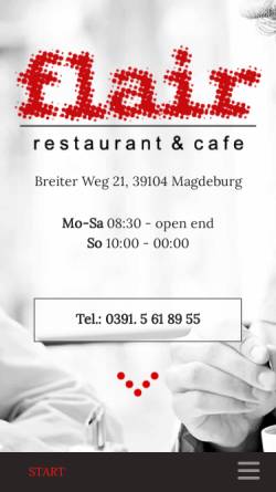 Vorschau der mobilen Webseite www.cafe-flair.de, Café/Restaurant Flair