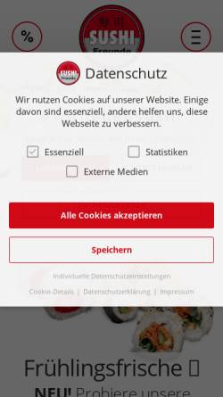 Vorschau der mobilen Webseite sushifreunde.de, Sushi vom Hassel