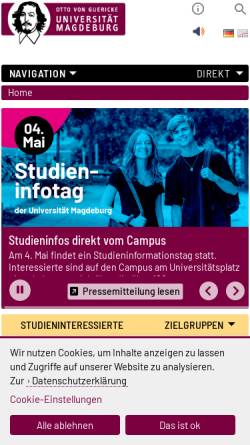 Vorschau der mobilen Webseite www.uni-magdeburg.de, Otto-von-Guericke-Universität Magdeburg