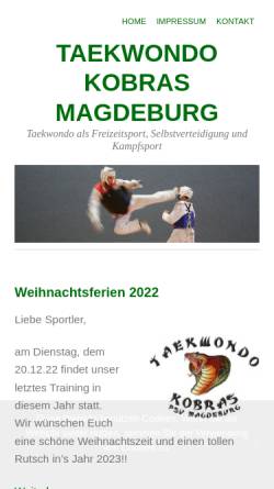 Vorschau der mobilen Webseite www.taekwondo-kobras-magdeburg.de, Taekwondo - Kobras - Magdeburg