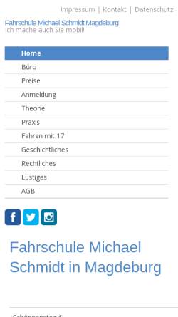 Vorschau der mobilen Webseite www.fahrschule-michael-schmidt.de, Fahrschule Michael Schmidt