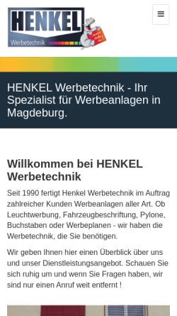 Vorschau der mobilen Webseite henkel-werbetechnik.de, Henkel-Lichtwerbung