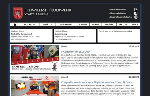 Vorschau von www.feuerwehr-laufen.de, Freiwillige Feuerwehr Laufen