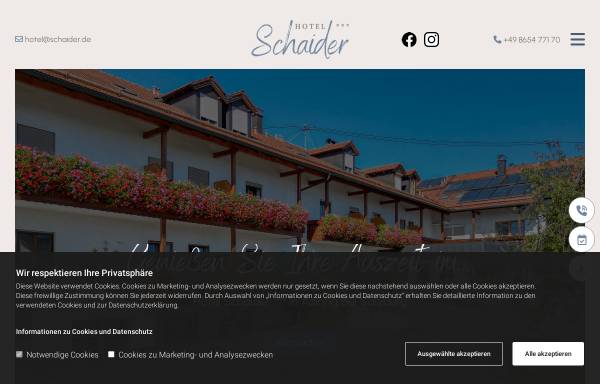Vorschau von www.schaider.de, Hotel Garni Pension Schaider