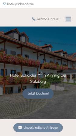 Vorschau der mobilen Webseite www.schaider.de, Hotel Garni Pension Schaider