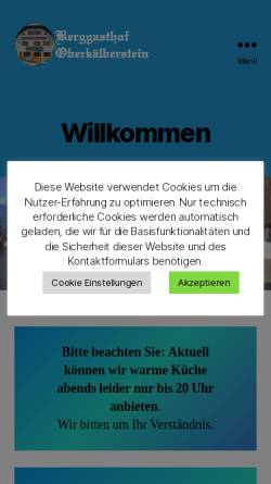 Vorschau der mobilen Webseite www.oberkaelberstein.de, Berggasthof Oberkälberstein