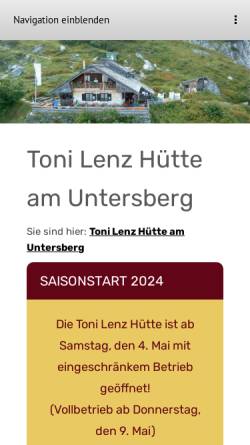 Vorschau der mobilen Webseite www.toni-lenz-huette.de, Toni Lenz Hütte
