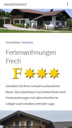 Vorschau der mobilen Webseite www.ferienwohnungen-frech.de, Ferienwohnungen Frech