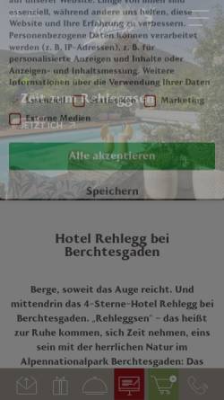 Vorschau der mobilen Webseite www.rehlegg.de, Berghotel Rehlegg