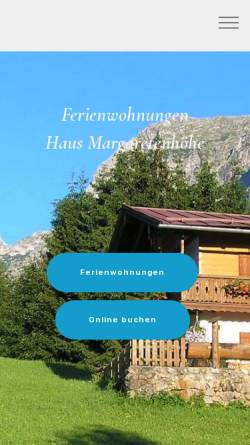 Vorschau der mobilen Webseite www.ramsau-margaretenhoehe.de, Ferienwohnungen Haus Margaretenhöhe