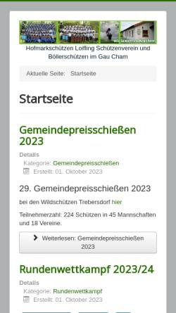 Vorschau der mobilen Webseite www.hofmarkschuetzen.de, D'Hofmarkschützen Loifling